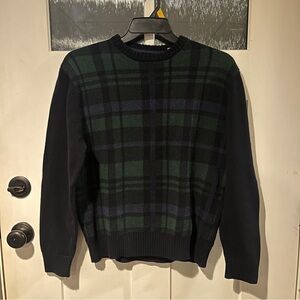 Men's Black and Green Plaid Sweater